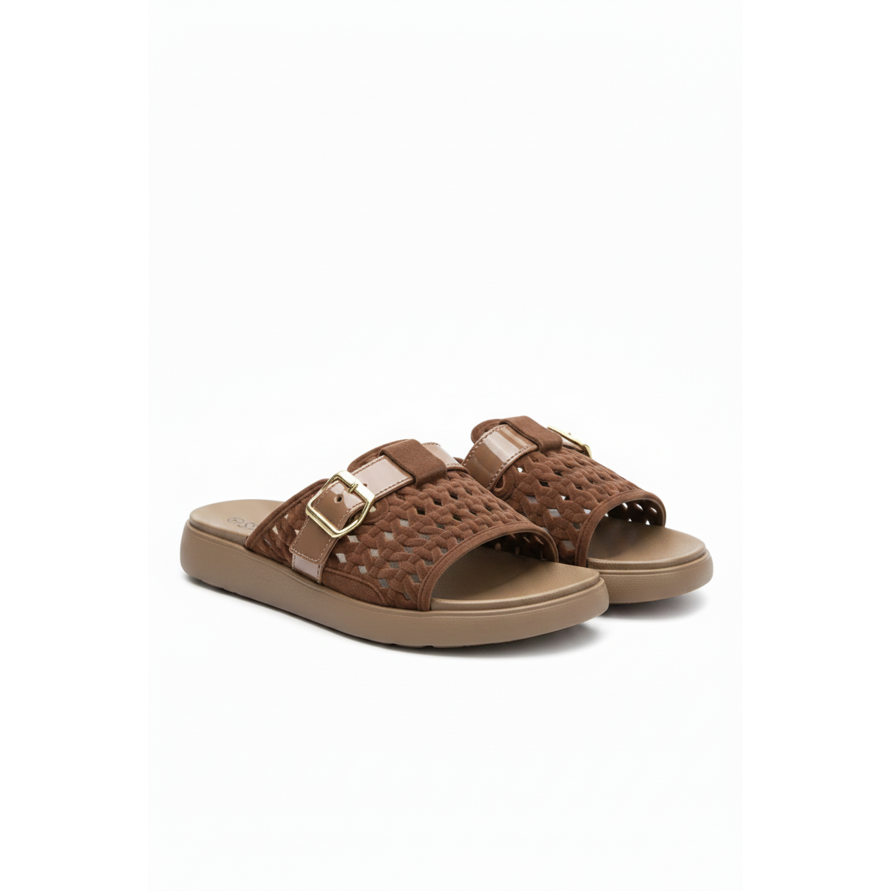 Women's Woven Strap Platform Sandals with Buckle