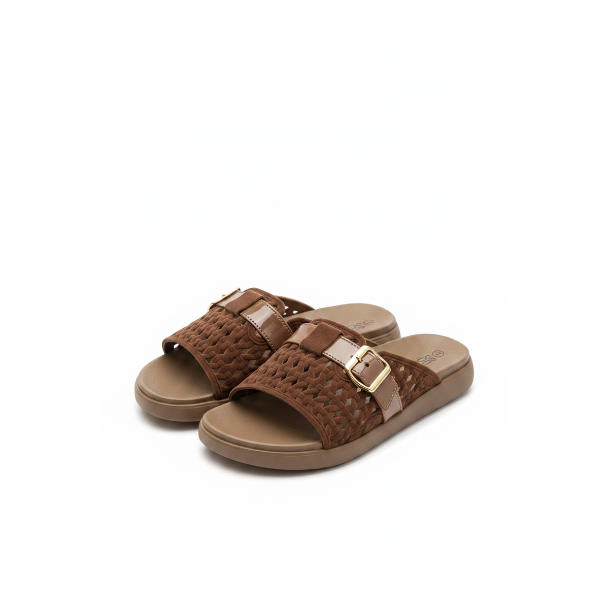Women's Woven Strap Platform Sandals with Buckle