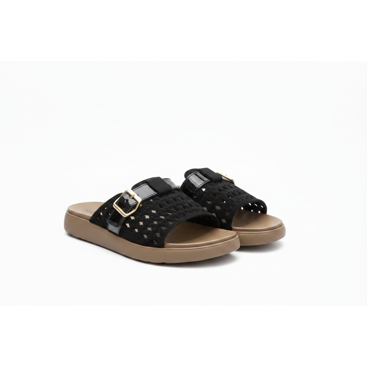 Women's Woven Strap Platform Sandals with Buckle
