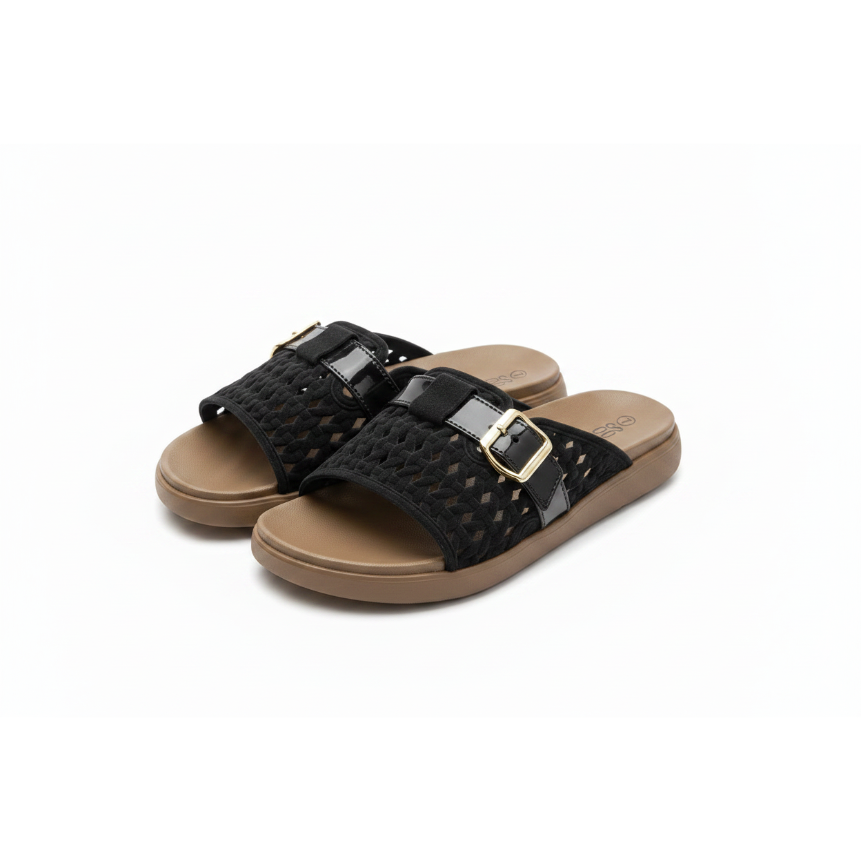 Women's Woven Strap Platform Sandals with Buckle