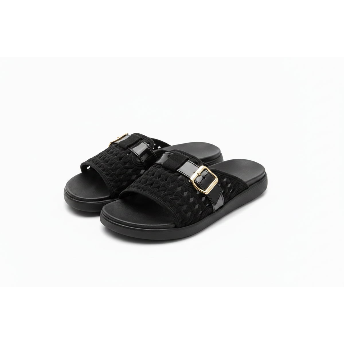 Women's Woven Strap Platform Sandals with Buckle