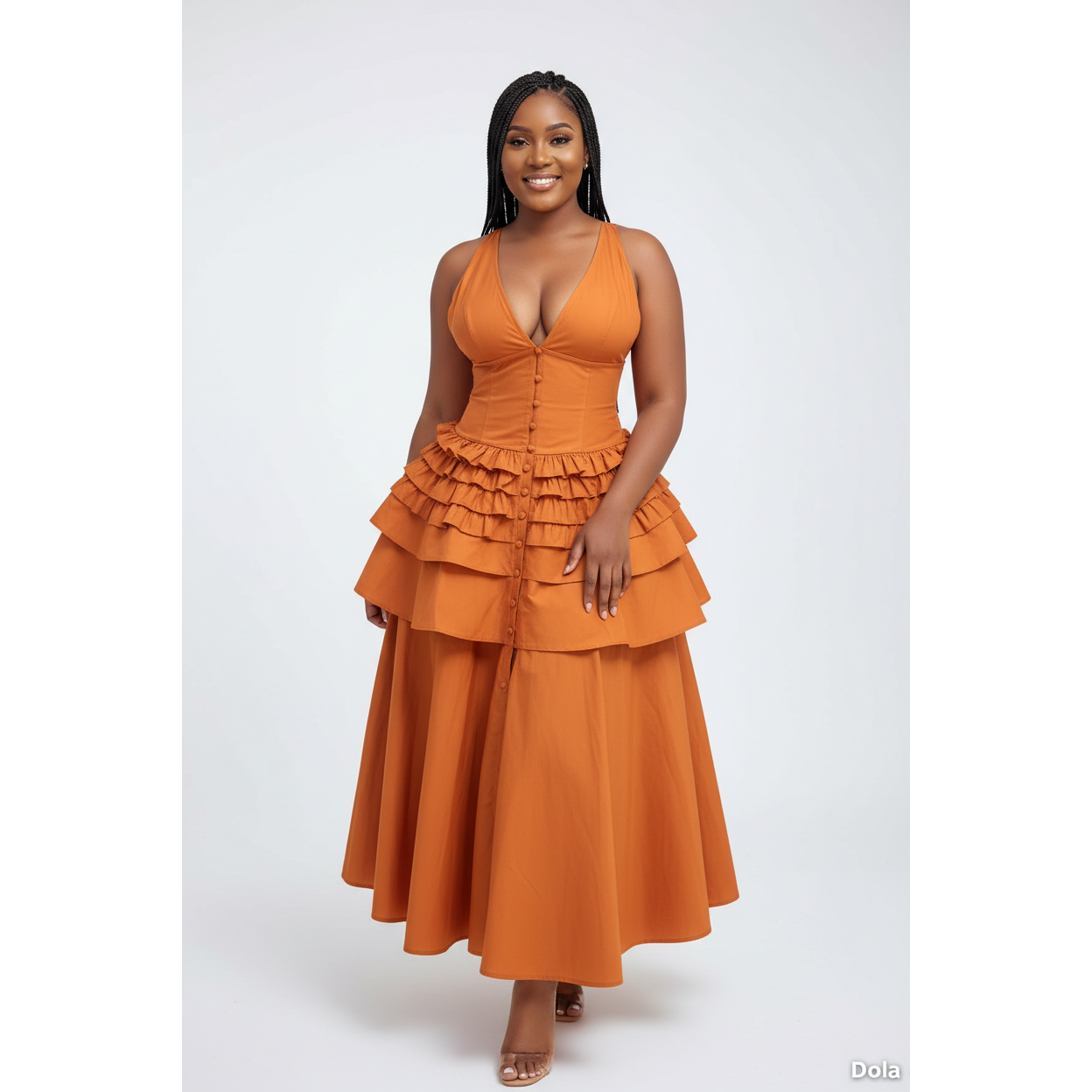 Tiered Ruffle Corset Maxi Dress