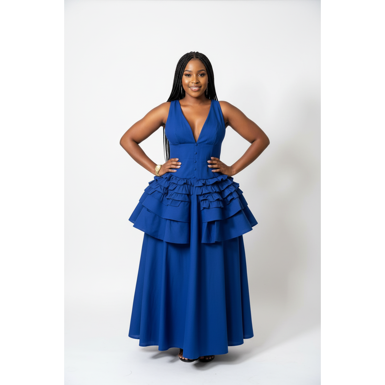 Tiered Ruffle Corset Maxi Dress