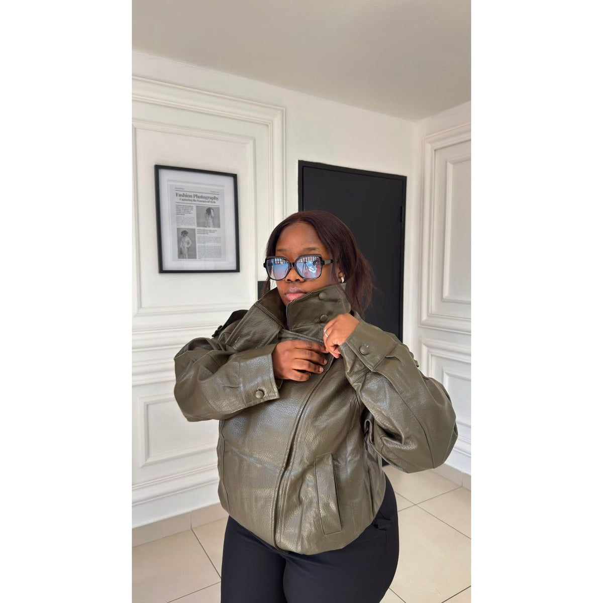 Women’s Faux Leather Oversized Biker Jacket
