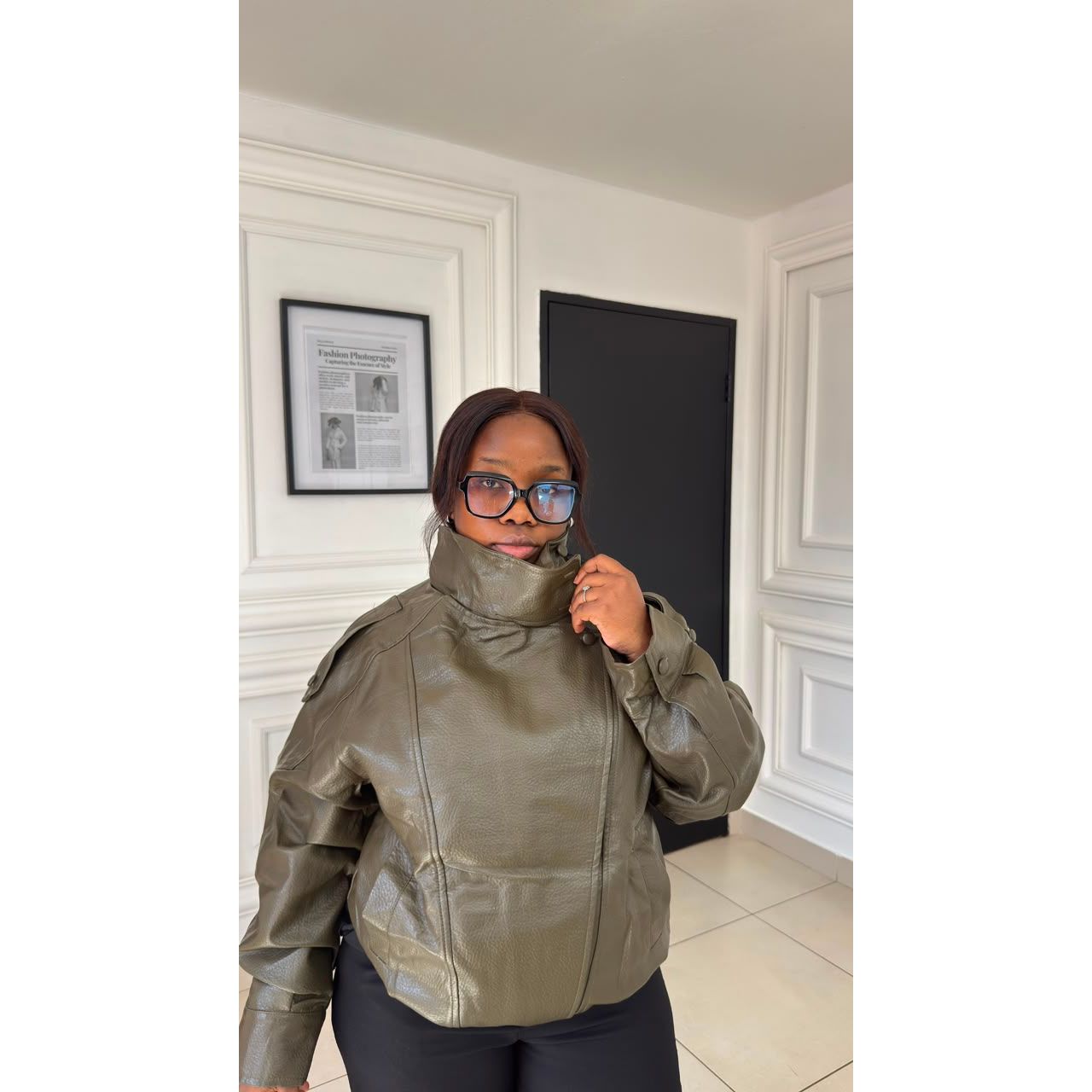 Women’s Faux Leather Oversized Biker Jacket