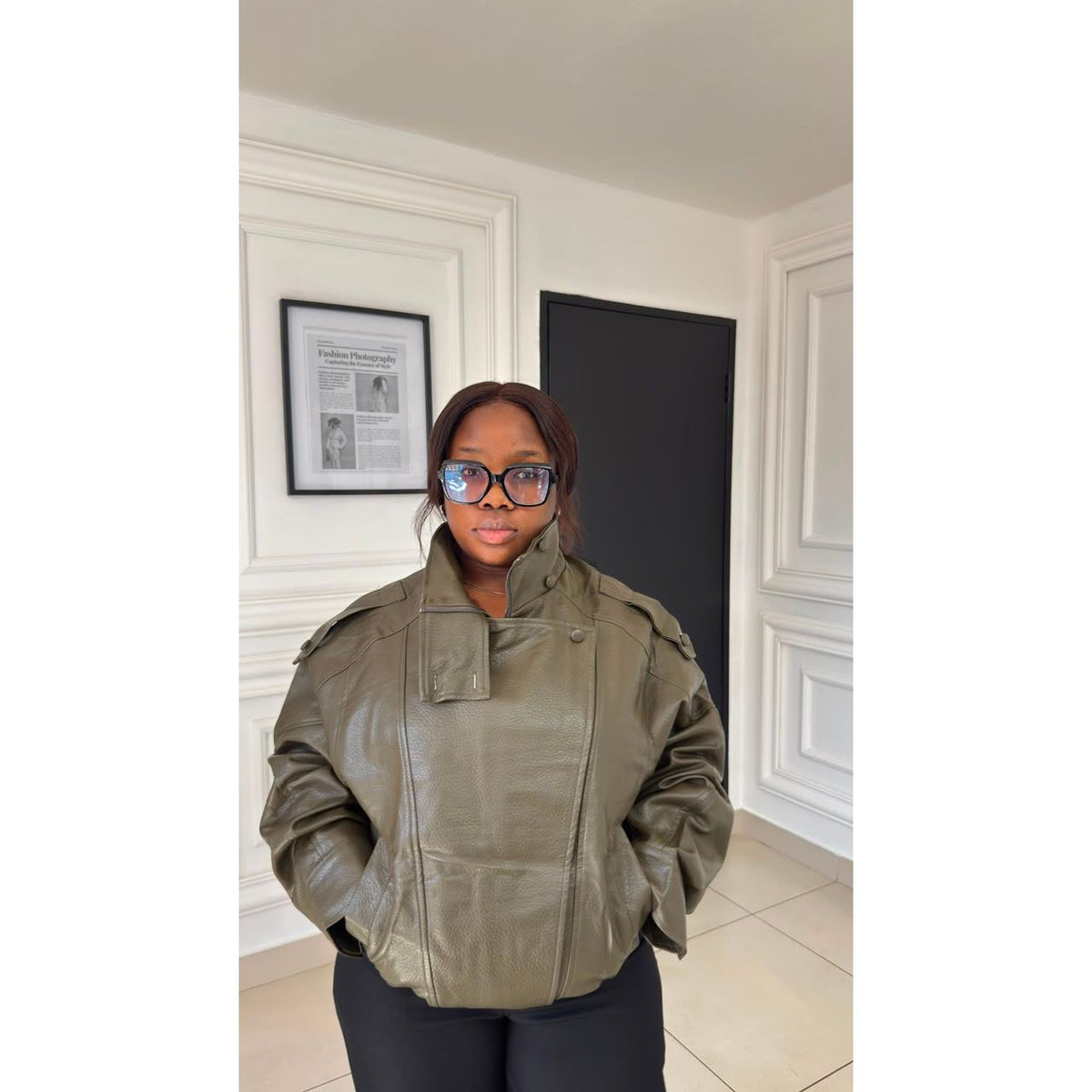 Women’s Faux Leather Oversized Biker Jacket