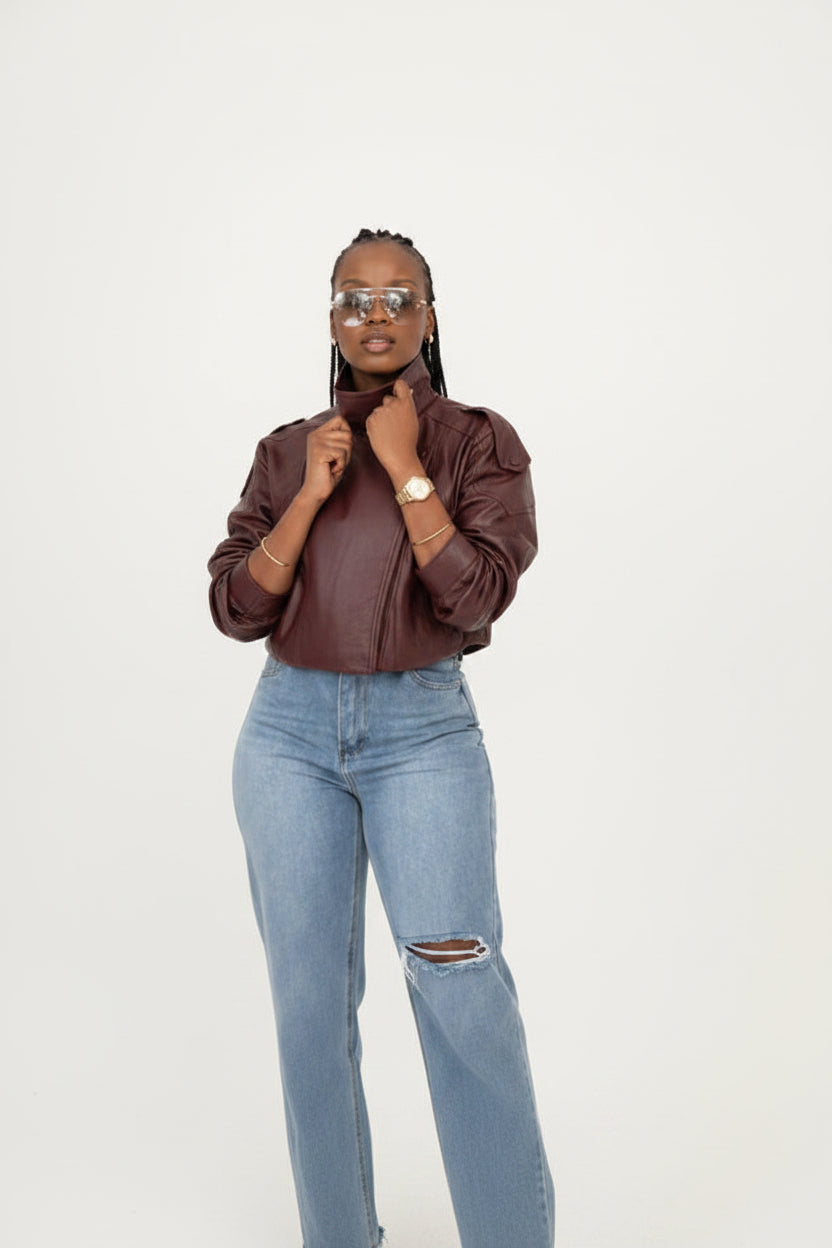 Women’s Faux Leather Oversized Biker Jacket
