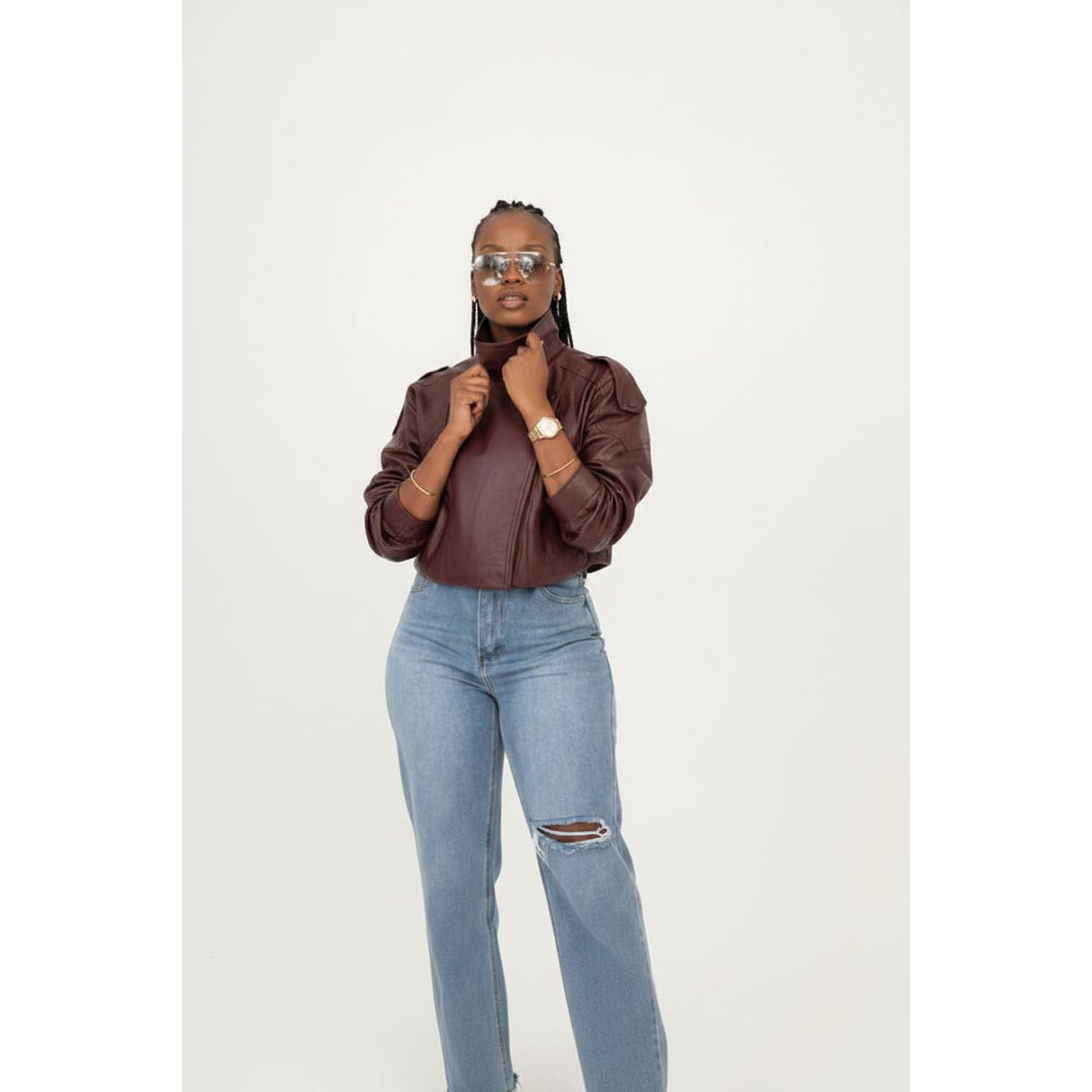 Women’s Faux Leather Oversized Biker Jacket