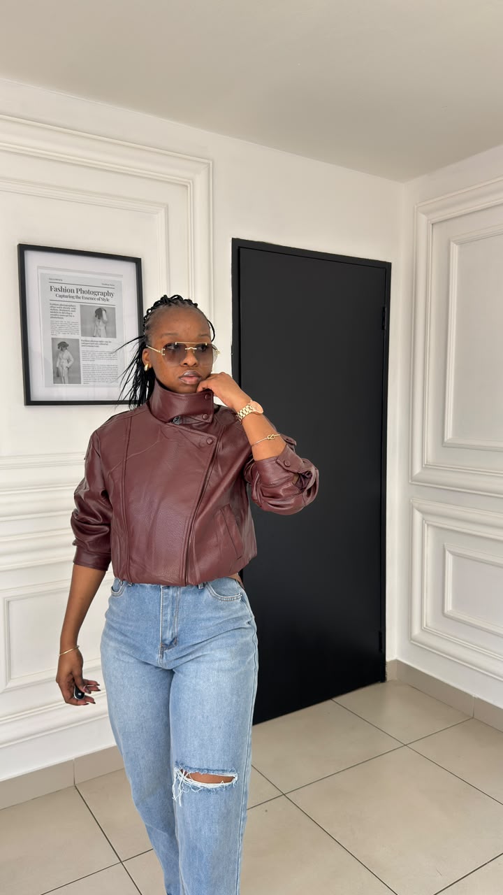 Women’s Faux Leather Oversized Biker Jacket