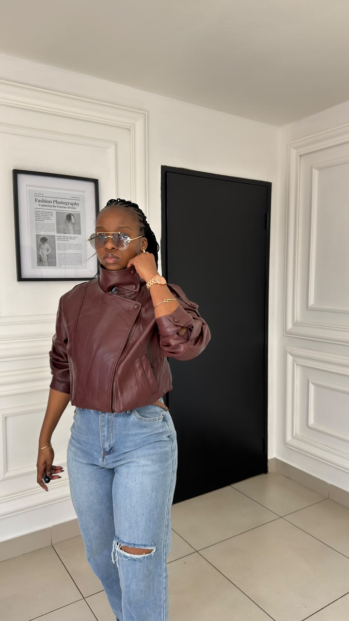 Women’s Faux Leather Oversized Biker Jacket