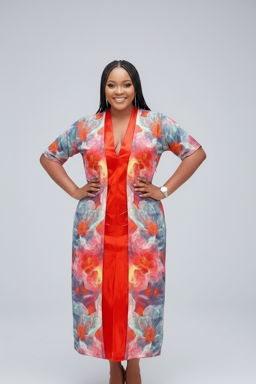 Vibrant Floral Kaftan Maxi Dress