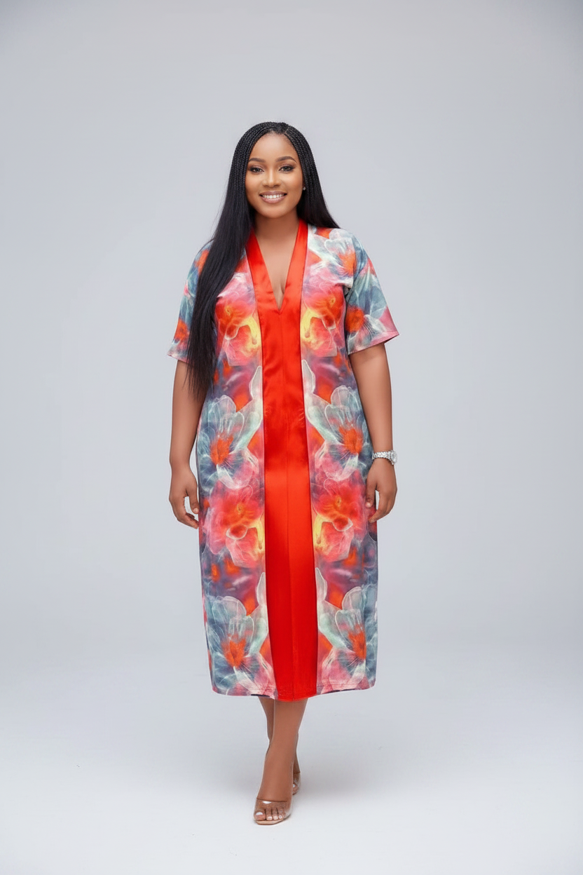 Vibrant Floral Kaftan Maxi Dress