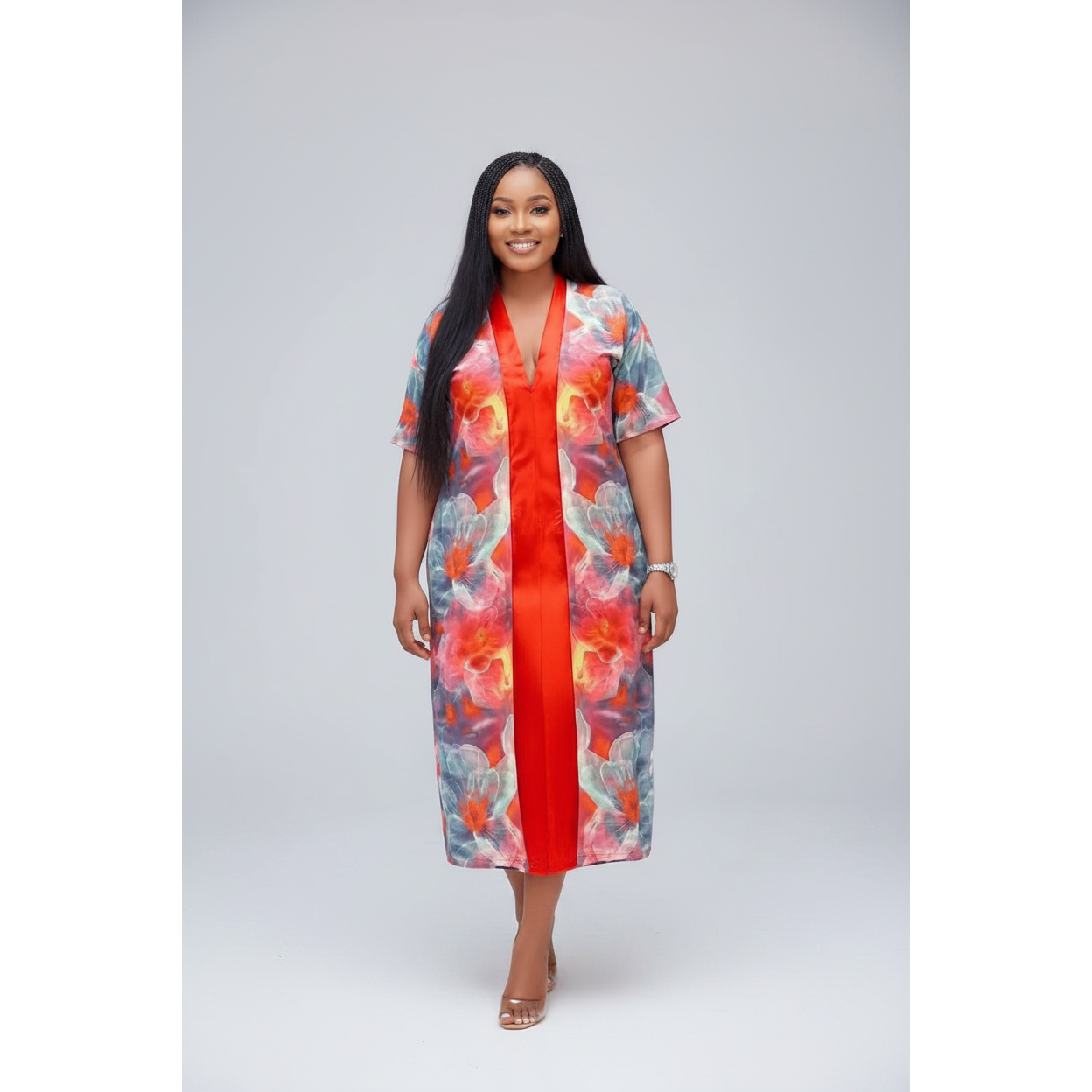 Vibrant Floral Kaftan Maxi Dress