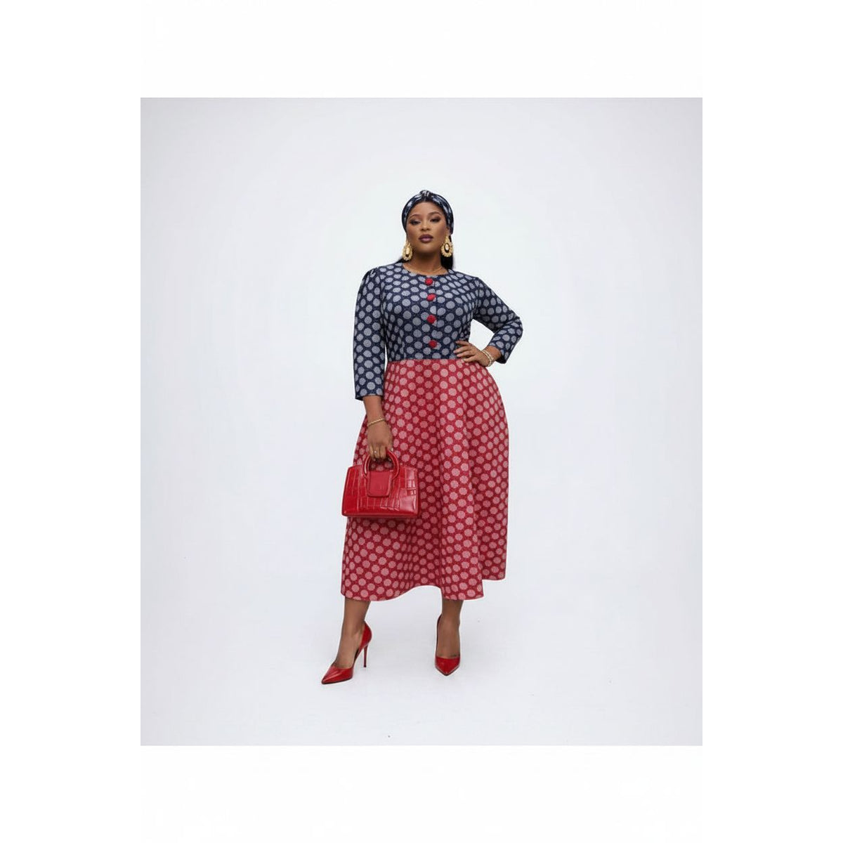 Plus Size Three-Quarter Sleeve Midi Dress – view 5