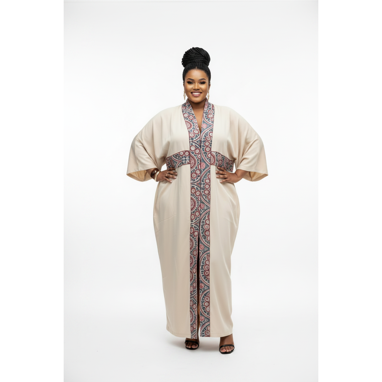 Cream African Print Kaftan Maxi Dress | Boubou Dress
