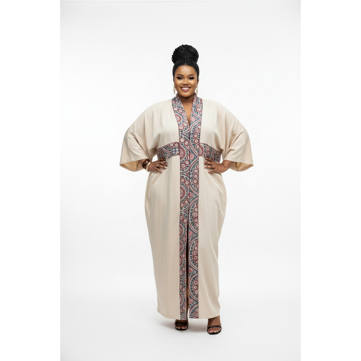 Cream African Print Kaftan Maxi Dress | Boubou Dress