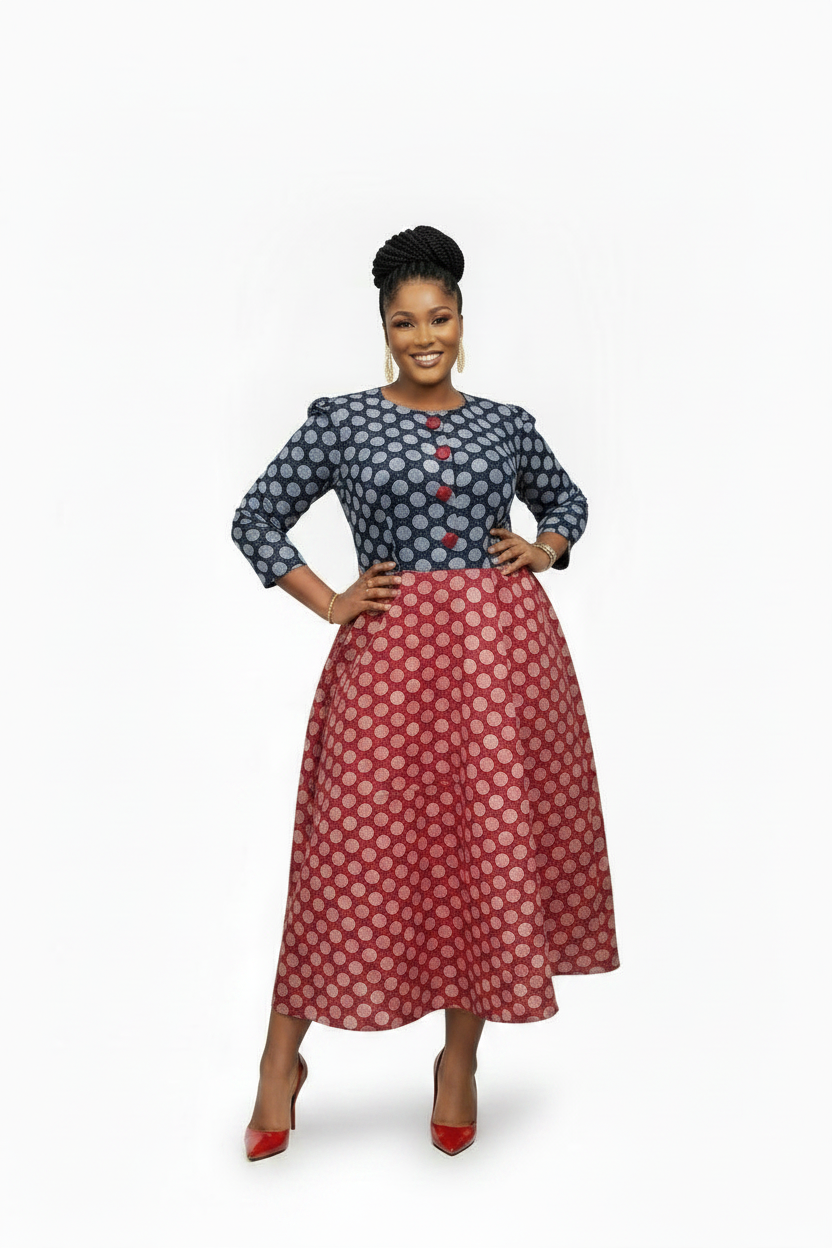 Plus Size Three-Quarter Sleeve Midi Dress