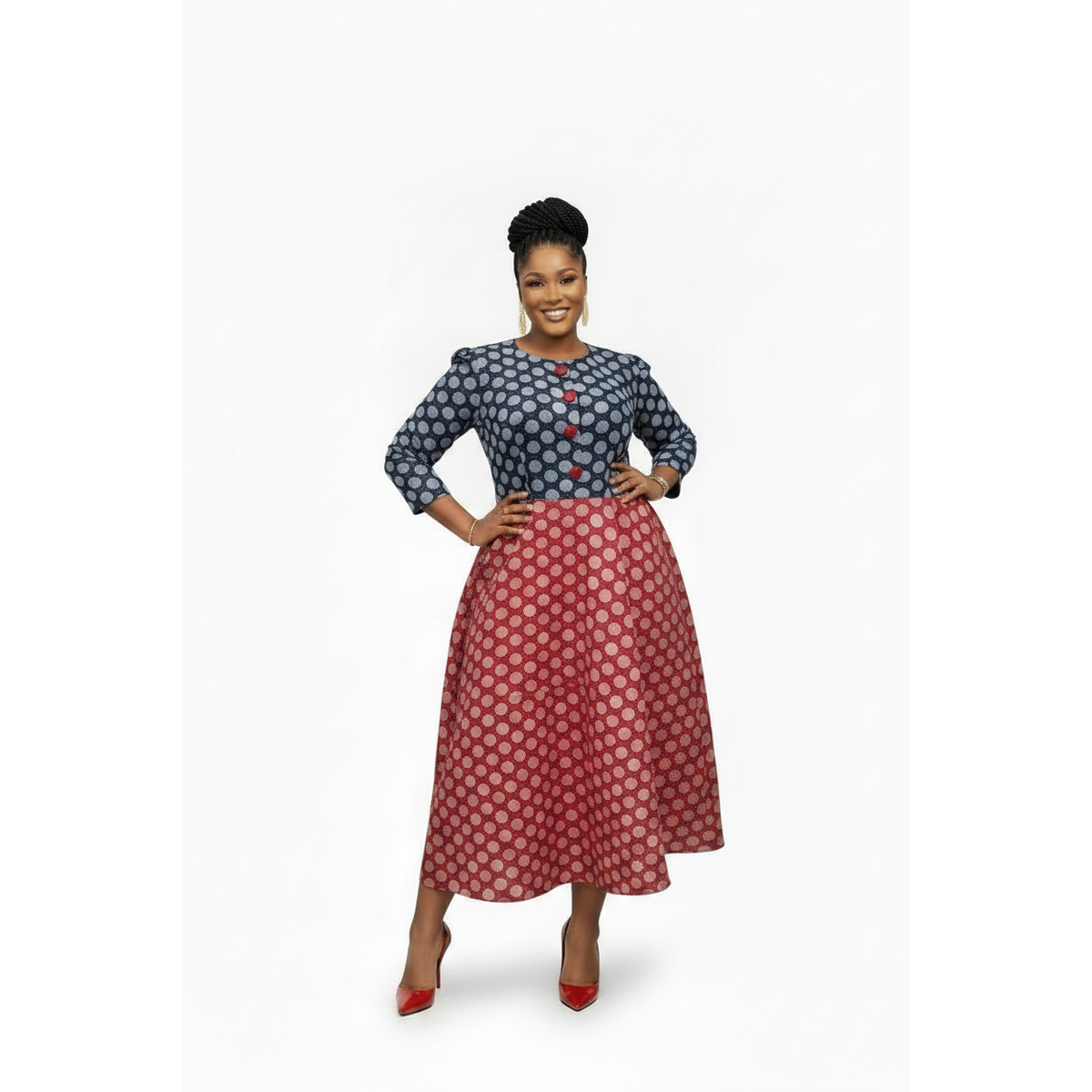 Plus Size Three-Quarter Sleeve Midi Dress – view 4