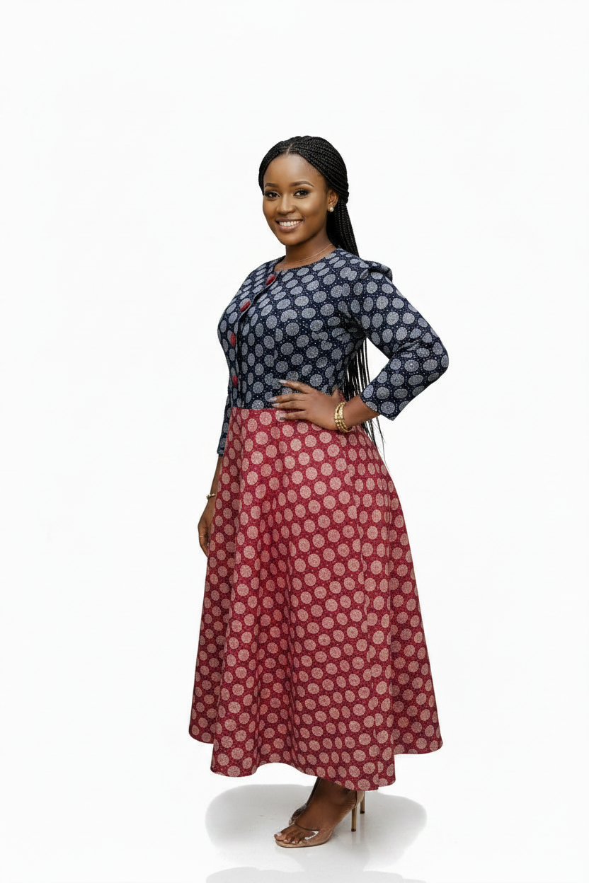 Plus Size Three-Quarter Sleeve Midi Dress