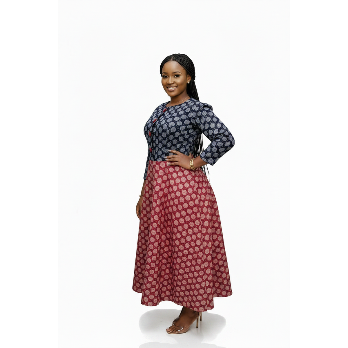 Plus Size Three-Quarter Sleeve Midi Dress – view 3