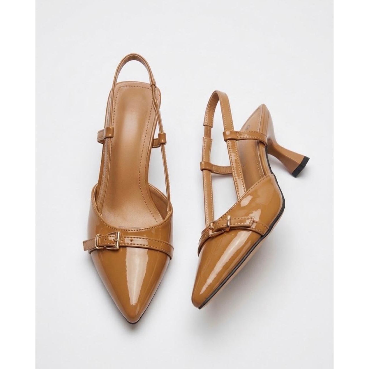 Pointed Patent Slingback Heels