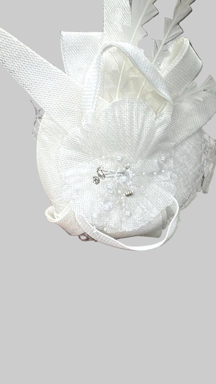 Delicate Pearl-Bead Mesh Fascinator Hat