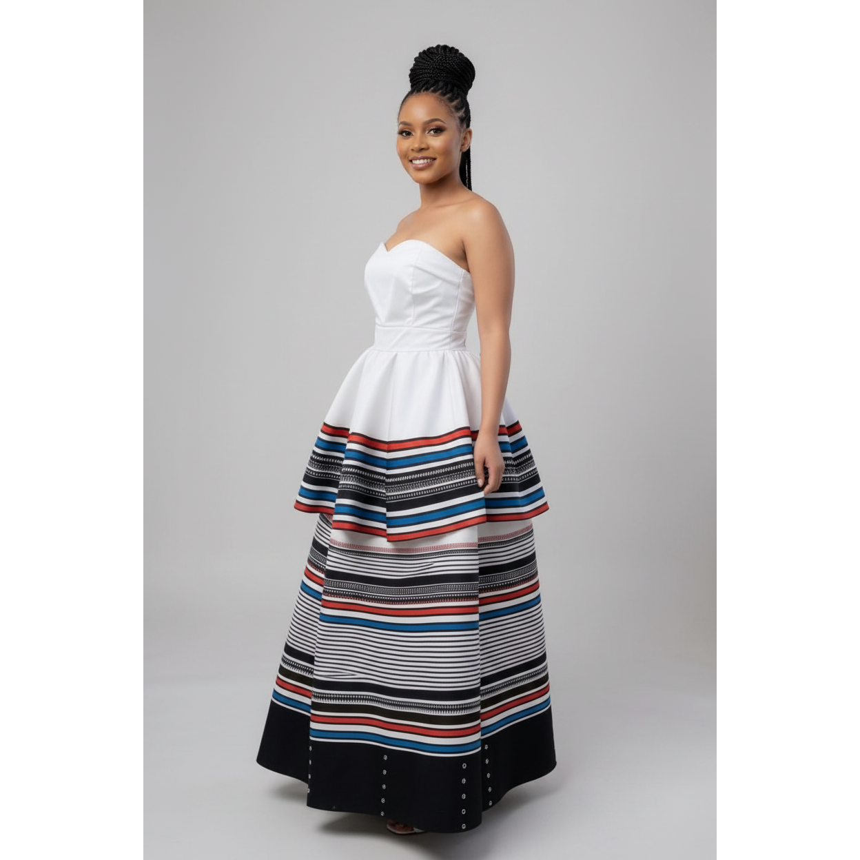 Modern Boobtube African Tiered Maxi Dress