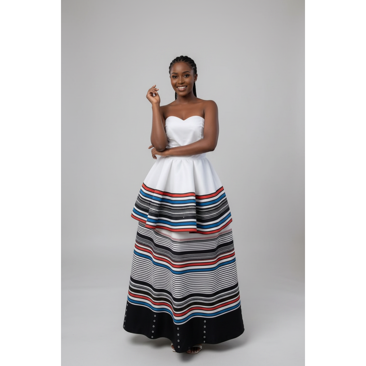 Modern Boobtube African Tiered Maxi Dress
