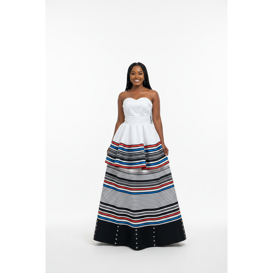 Modern Boobtube African Tiered Maxi Dress