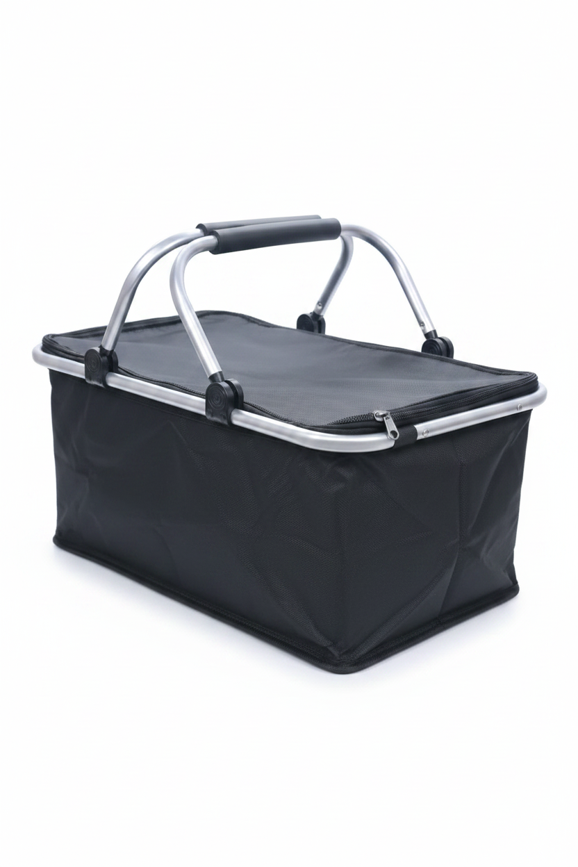 Collapsible Insulated Picnic Cooler Basket with Aluminum Frame