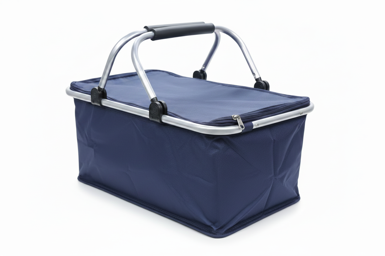 Collapsible Insulated Picnic Cooler Basket with Aluminum Frame