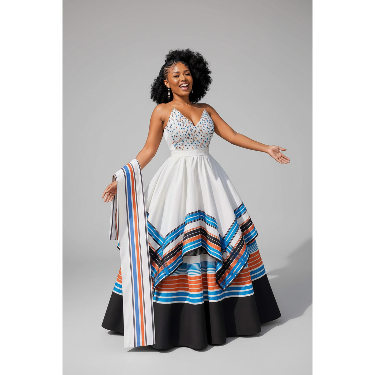 Multi-Colored Beadwork Xhosa-Inspired Maxi Dress – view 3