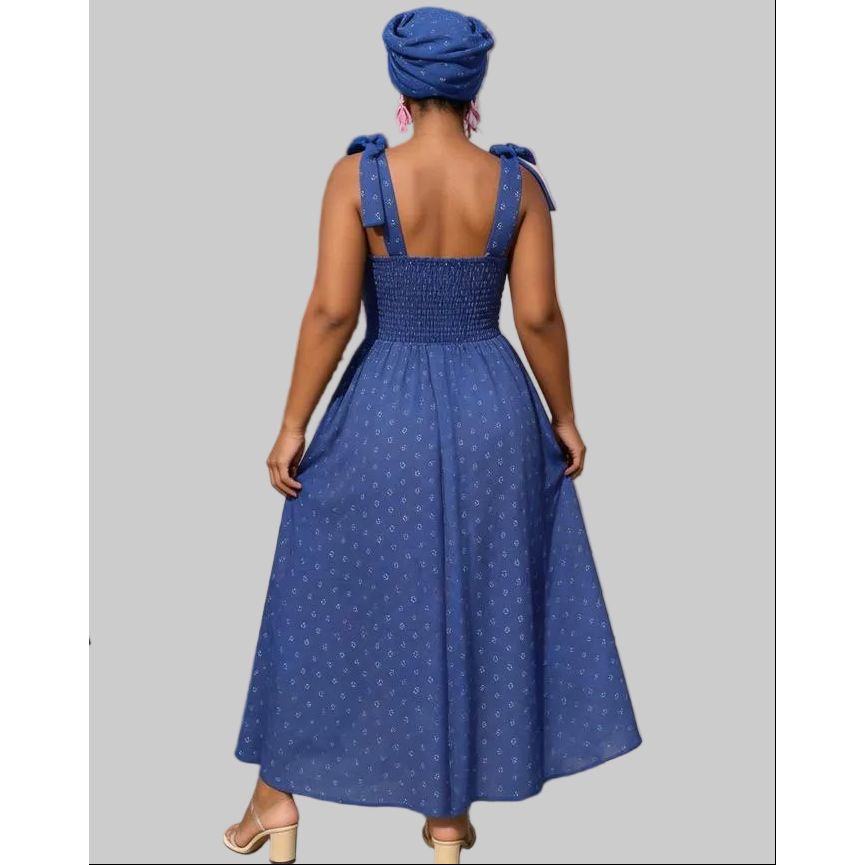 Plus Size Pearl Trim Shoulder Tie Dress