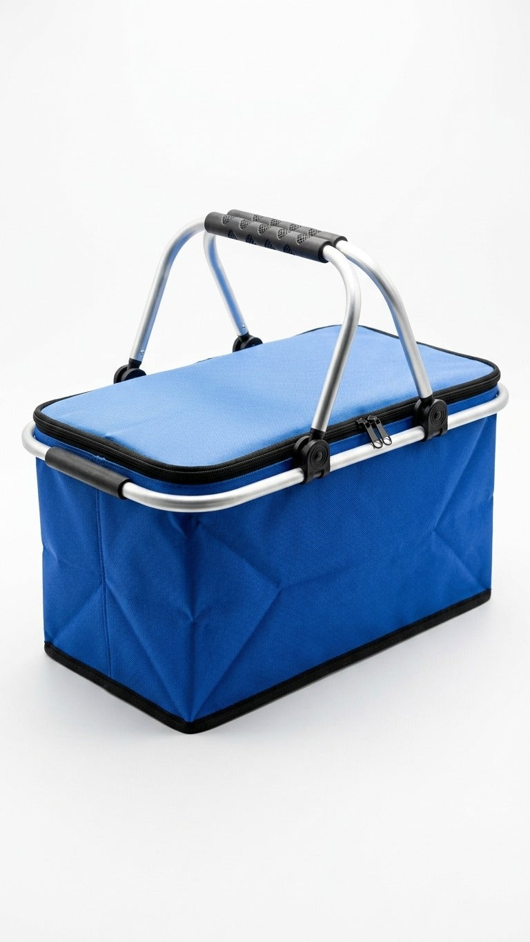 Collapsible Insulated Picnic Cooler Basket with Aluminum Frame