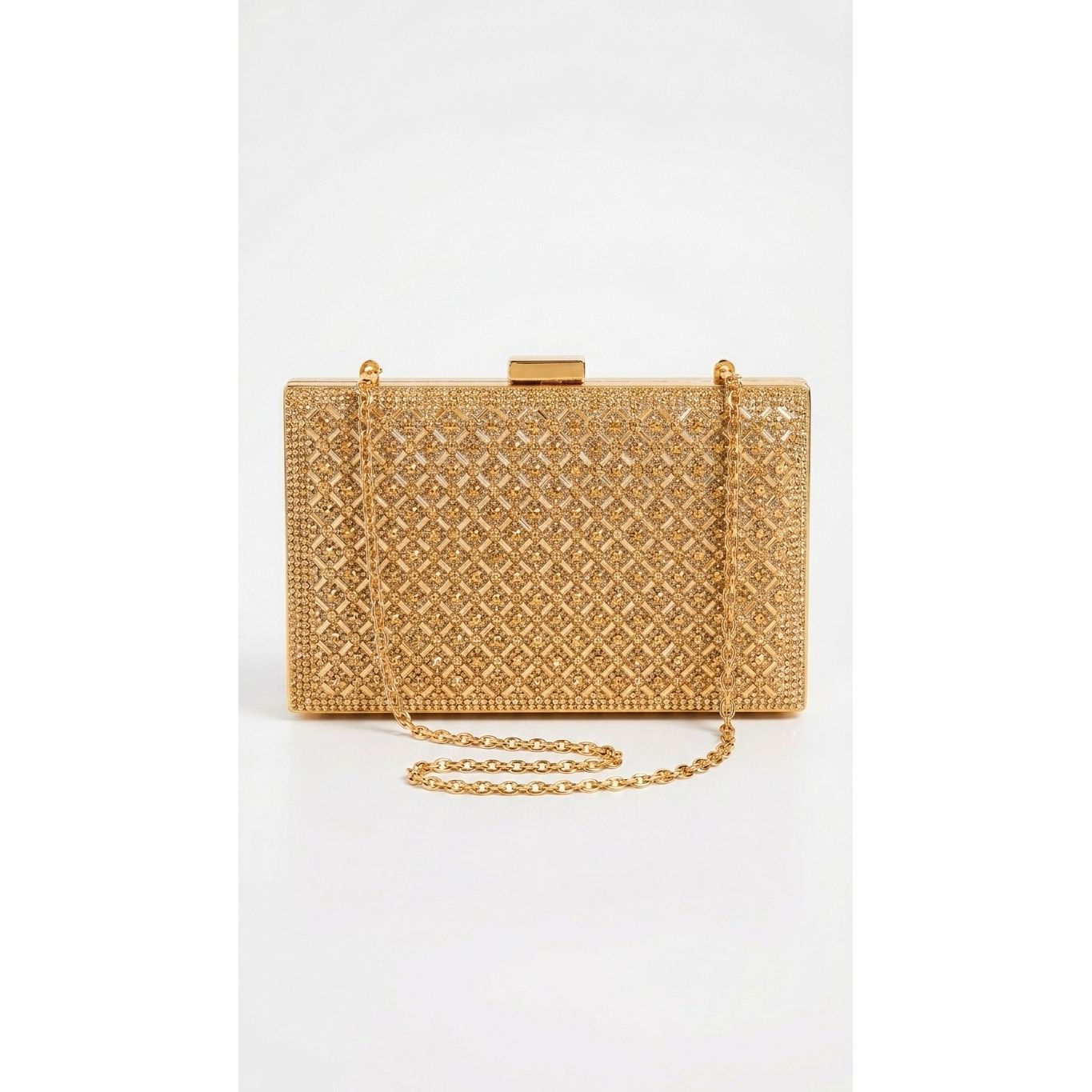 Gold Crystal Lattice Evening Clutch Bag – Formal Occasion Purse