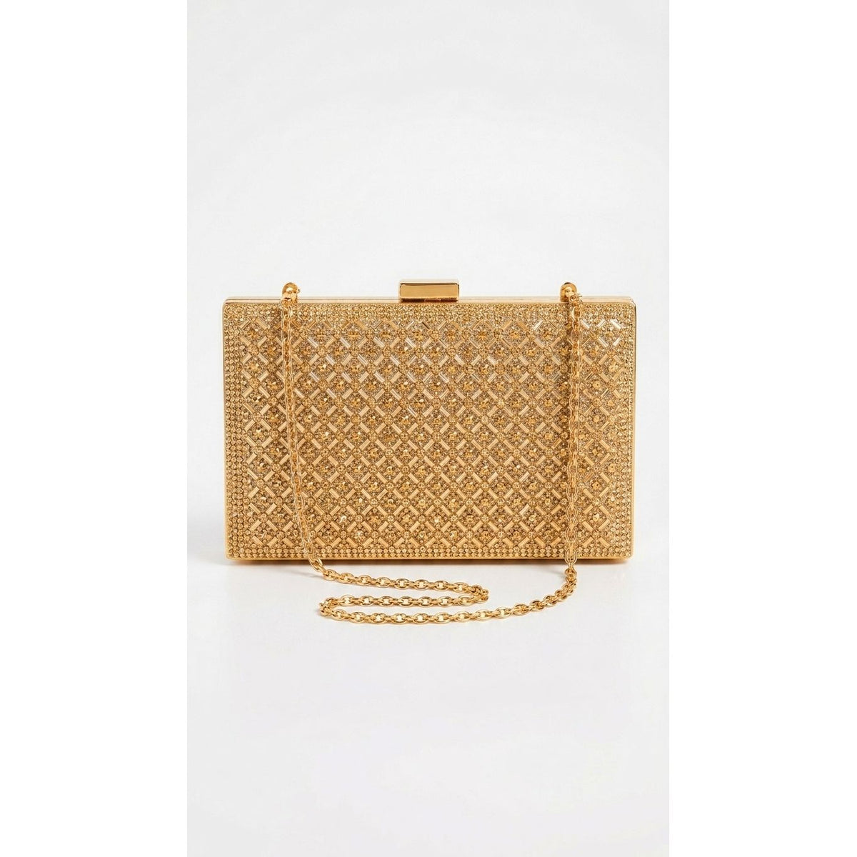 Gold Crystal Lattice Evening Clutch Bag – Formal Occasion Purse