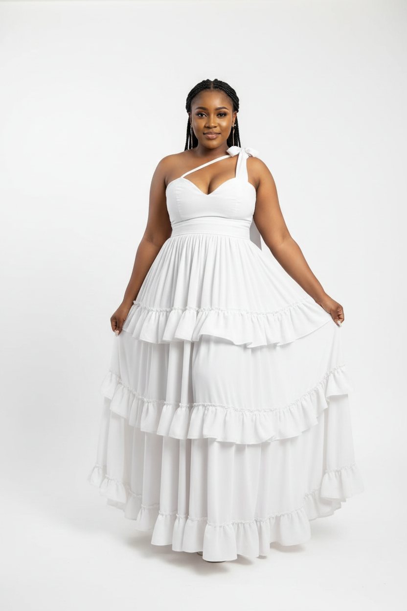Women's Halter Neck Tiered Ruffle Maxi Dress