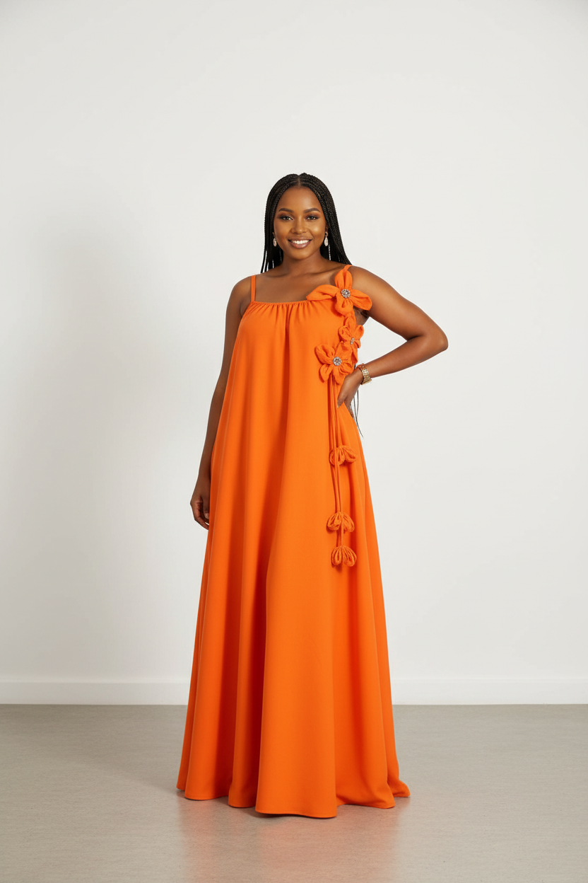 Women's Floral Appliqué Cami Maxi Dress