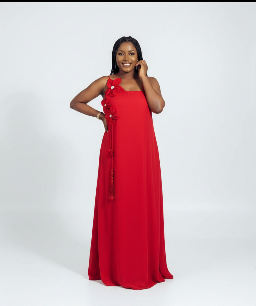 Women's Floral Appliqué Cami Maxi Dress