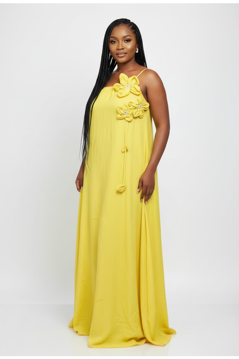 Women's Floral Appliqué Cami Maxi Dress