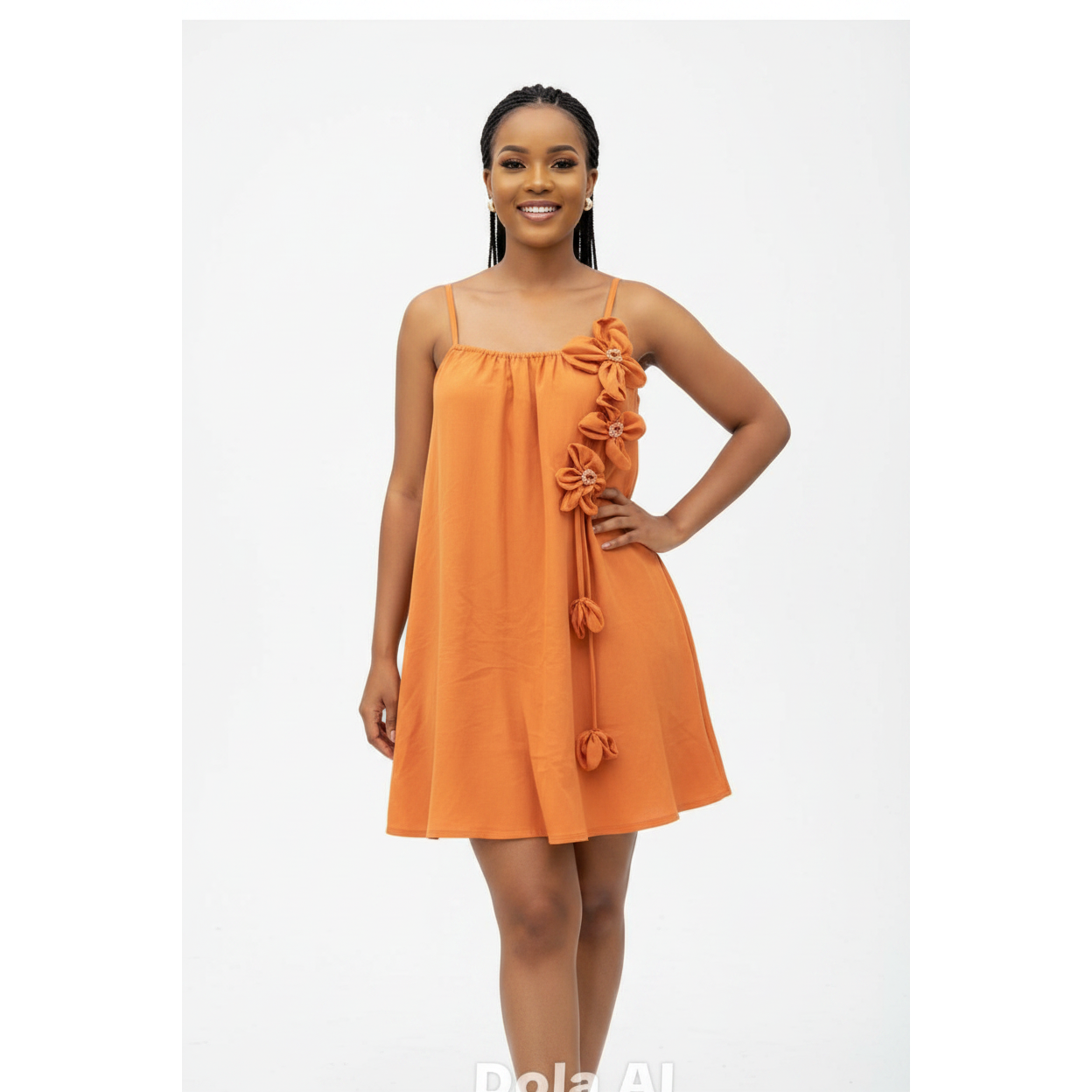 Women's Floral Appliqué Swing Mini Dress