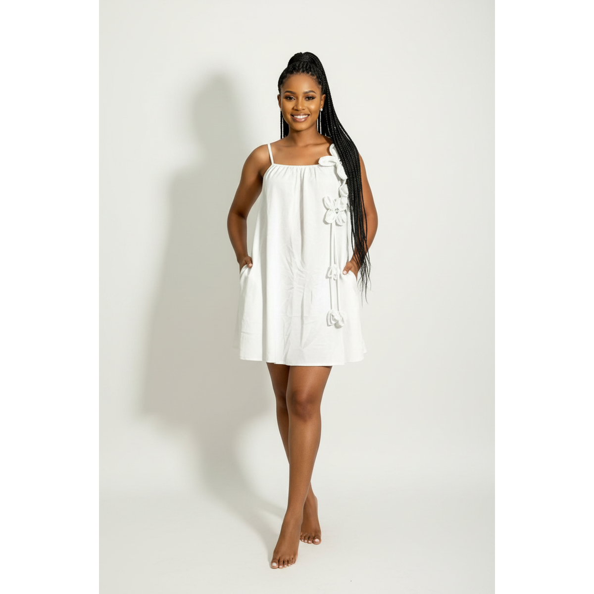 Women's Floral Appliqué Swing Mini Dress