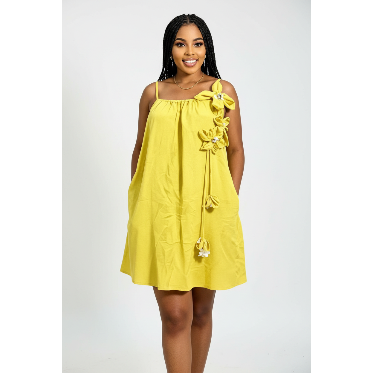 Women's Floral Appliqué Swing Mini Dress