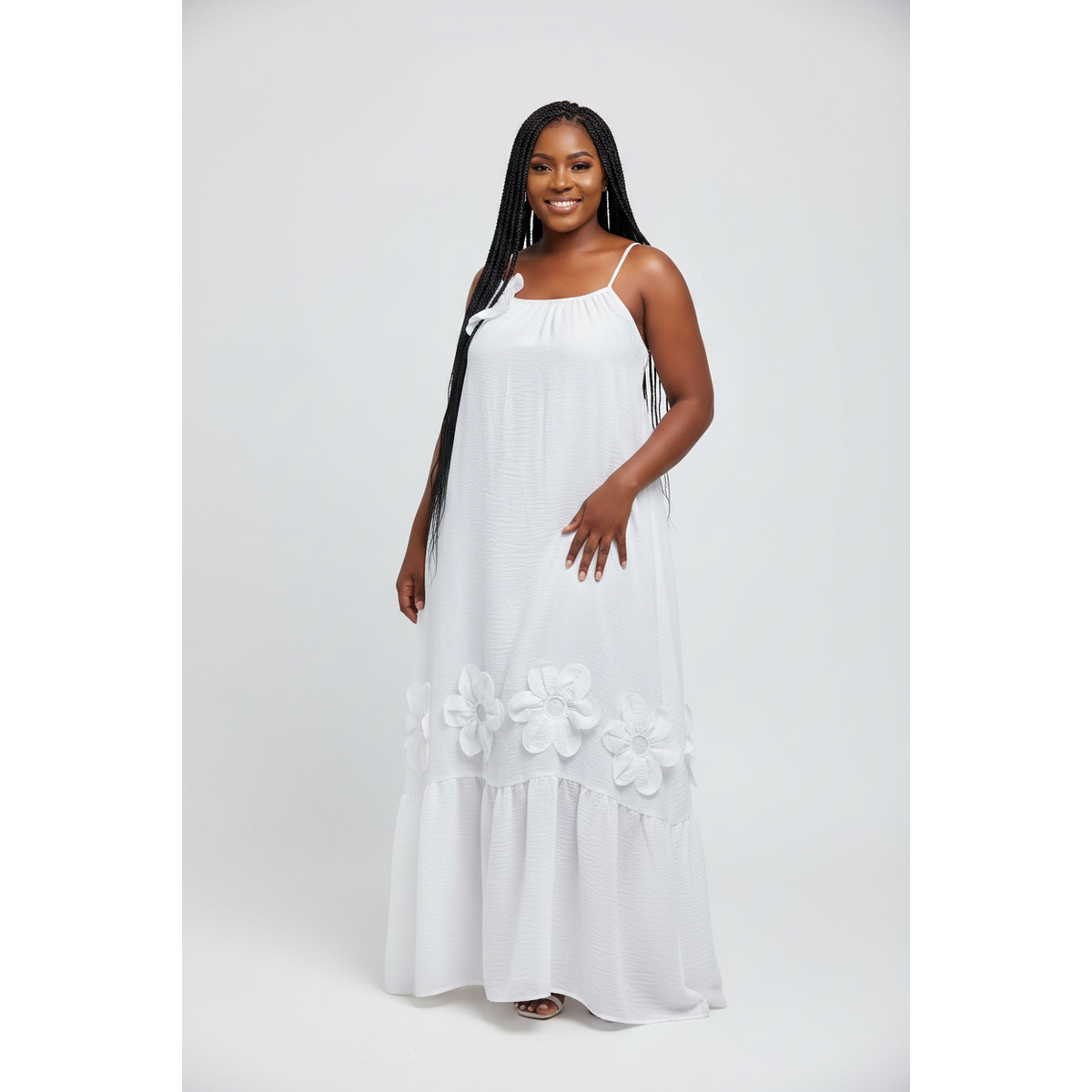 Women's Floral Appliqué Tiered Maxi Dress