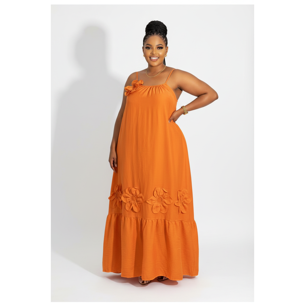 Women's Floral Appliqué Tiered Maxi Dress