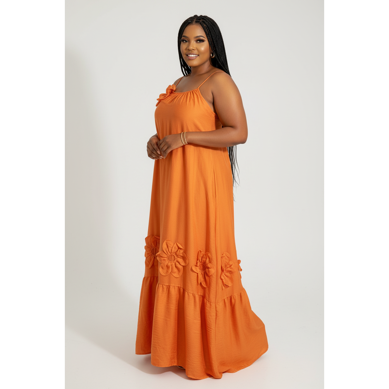Women's Floral Appliqué Tiered Maxi Dress