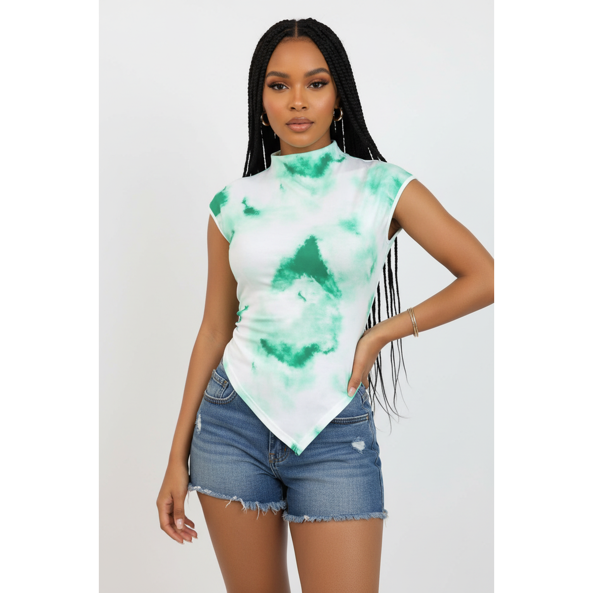 Tie-Dye Asymmetric Hem Sleeveless Top – view 2