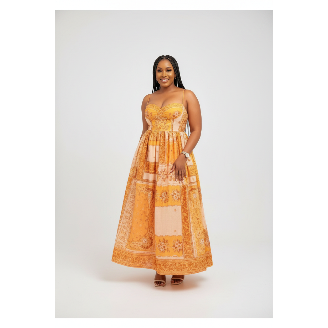 Paisley Print Bustier Maxi Dress