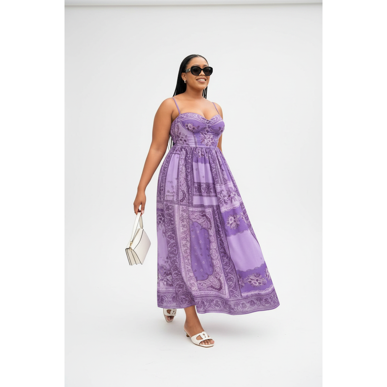 Paisley Print Bustier Maxi Dress