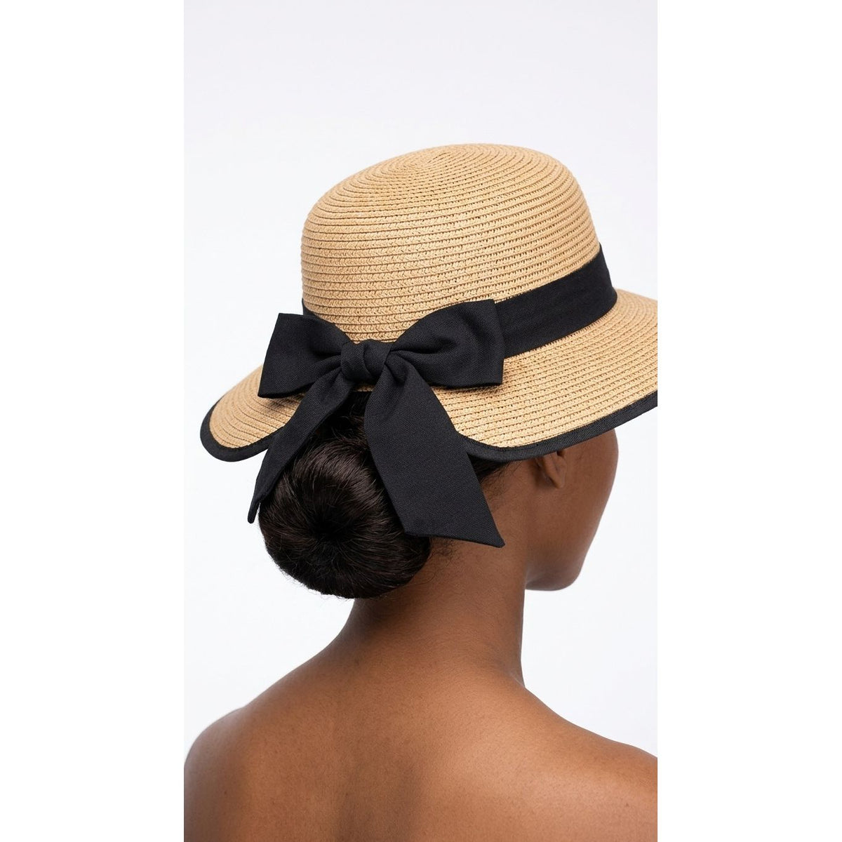 Bow at the Back Scalloped Brim Crochet Bucket Hat